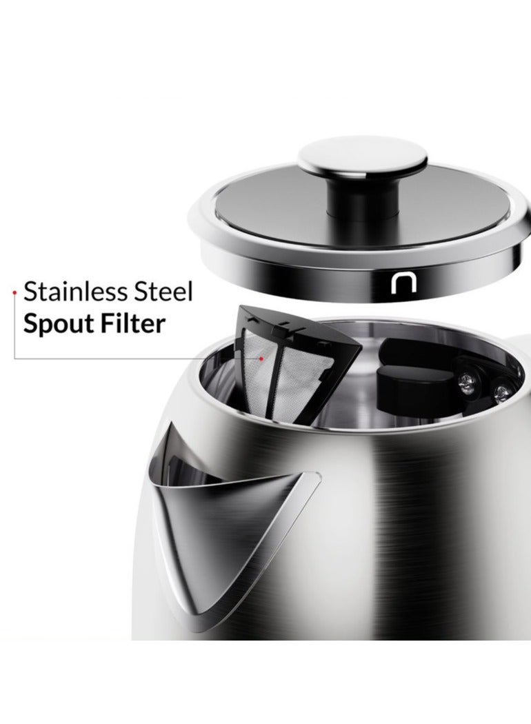 Feller Germany 2200 W 2-in-1 Retro Teamaker/Coffee Maker +1.7L Stainless Steel Electric Kettle with Strix, Adjustable Touch Teapot Temp+LED Display, TS490, (Stainless Steel) - Image 4