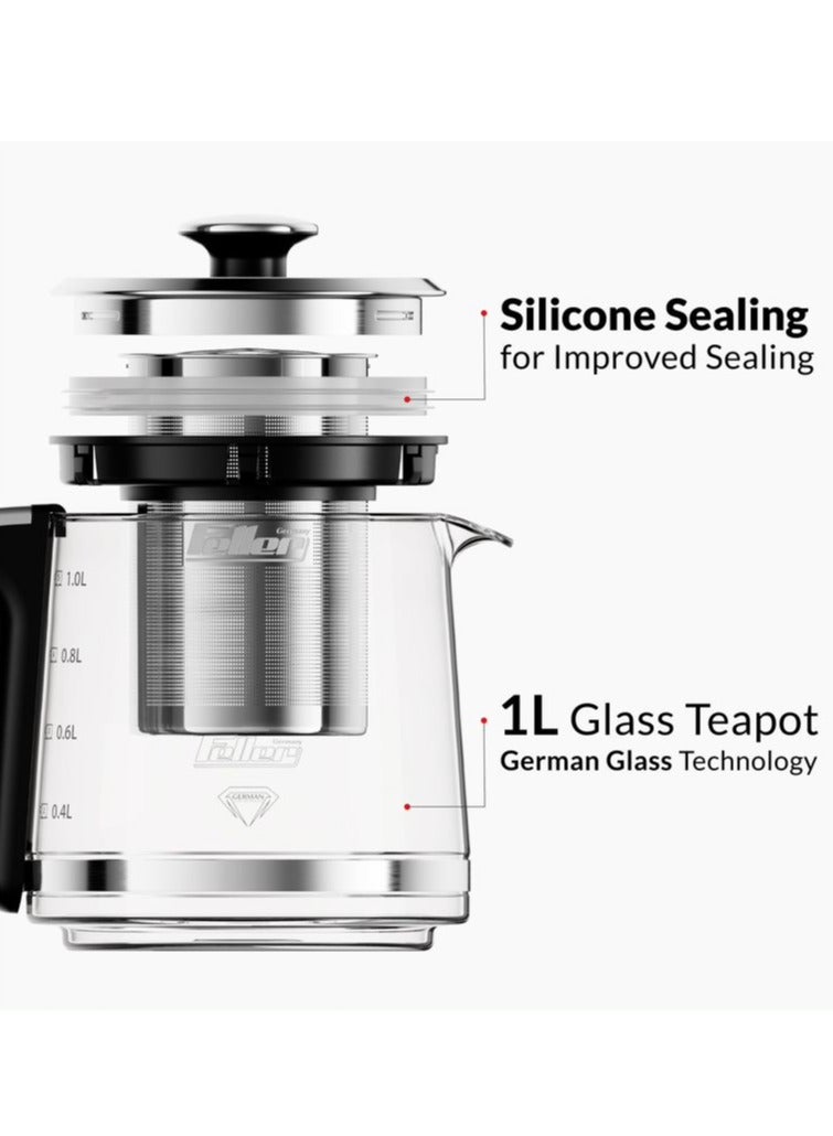Feller Germany 2200 W 2-in-1 Retro Teamaker/Coffee Maker +1.7L Stainless Steel Electric Kettle with Strix, Adjustable Touch Teapot Temp+LED Display, TS490, (Stainless Steel) - Image 5