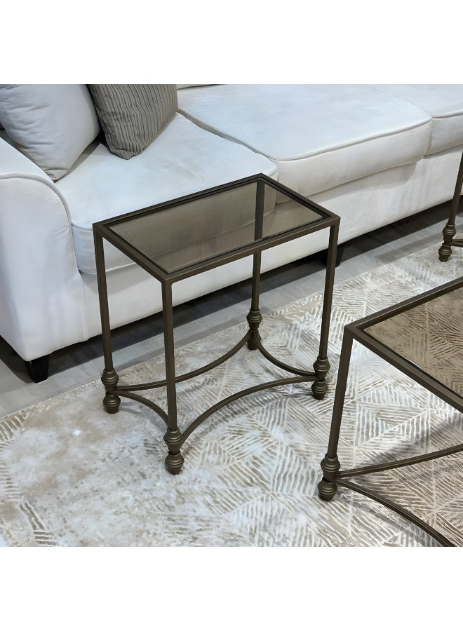 l'elefante 5-Piece Glass Coffee Table Set – Large Rectangular Table + 4 Nesting Side Tables – Clear Tempered Glass Top with Iron Frame – Modern Living Room Tables – Arabic Majlis Side Tables – Tea & Snack Serving Tables – Home, Office, Hotel, Reception  - Image 3