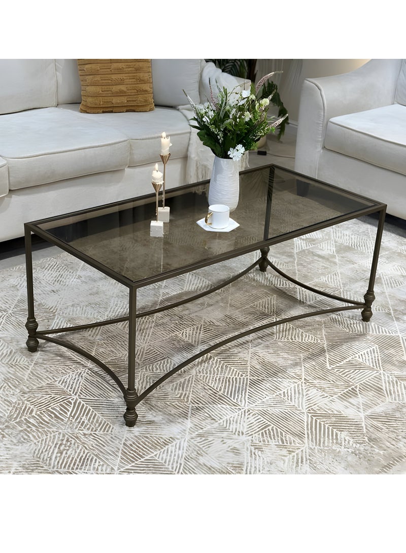 l'elefante 5-Piece Glass Coffee Table Set – Large Rectangular Table + 4 Nesting Side Tables – Clear Tempered Glass Top with Iron Frame – Modern Living Room Tables – Arabic Majlis Side Tables – Tea & Snack Serving Tables – Home, Office, Hotel, Reception  - Image 4