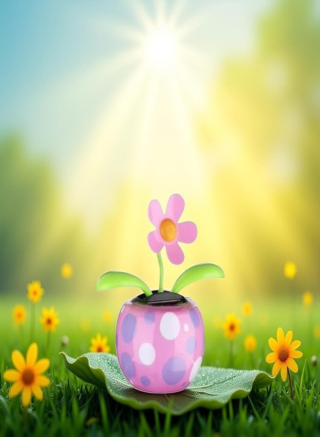 WaigN Purple Solar Dancing Solar Powered Dancing Pink Flower in Colorful Shape Flip Flap Animated Bobblehead Dancer Window Sun Catcher Car Dashboard Decor Solar Power Kits, Decorations - Image 4
