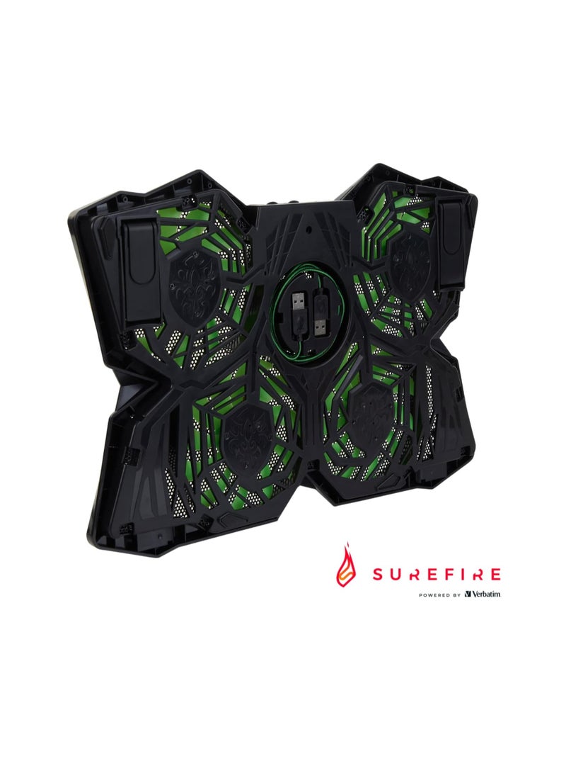 SureFire Bora Gaming Laptop Cooling Pad, Laptop Cooler 12-17 Inches, Notebook Fan Cooling Pads, Cooling Pad for Laptops up to 17 Inches, External Laptop Fan up to 1200 rpm, Max 26 dBA, Green - Image 4