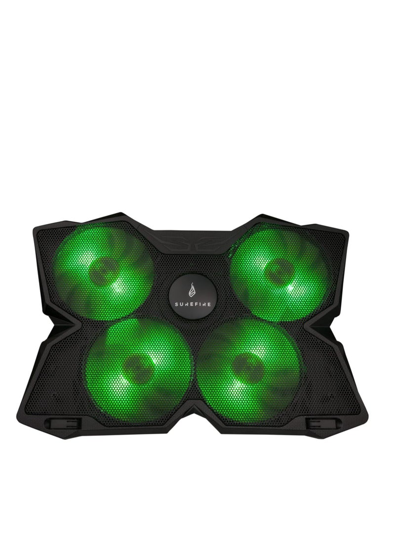 SureFire Bora Gaming Laptop Cooling Pad, Laptop Cooler 12-17 Inches, Notebook Fan Cooling Pads, Cooling Pad for Laptops up to 17 Inches, External Laptop Fan up to 1200 rpm, Max 26 dBA, Green - Image 5