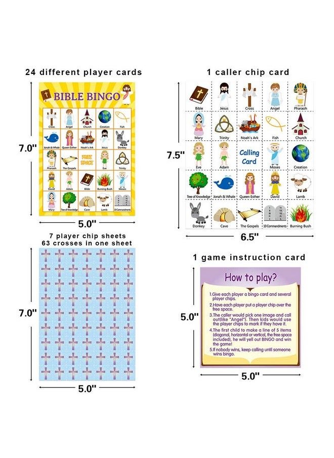 Fancy Land - Bible Bingo Game For Vacation Bible School 24 Players For Kids Christian Sunday Church - Image 1