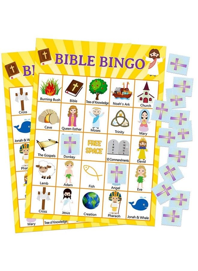 Fancy Land - Bible Bingo Game For Vacation Bible School 24 Players For Kids Christian Sunday Church - Image 1