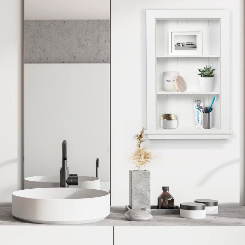 Houseables Recessed Wall Niche, Recessed Medicine Cabinet, Medicine Cabinet Insert, In Wall Shelf, Bathroom Niche, Insert for Drywall, Between Studs Shelf Replacement, Without No Mirror, 14x24 (17x27) - Image 3