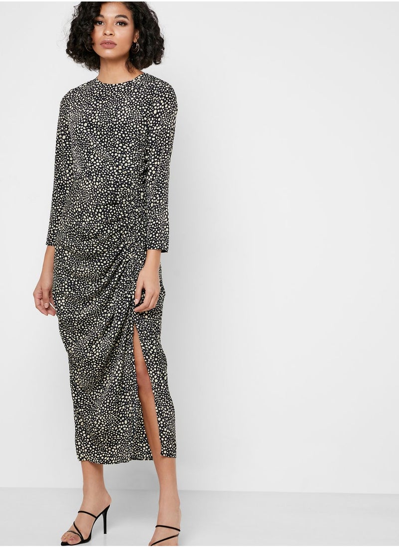 Jovonna London - Leopard Print Ruch Detail Midi Dress - Image 1