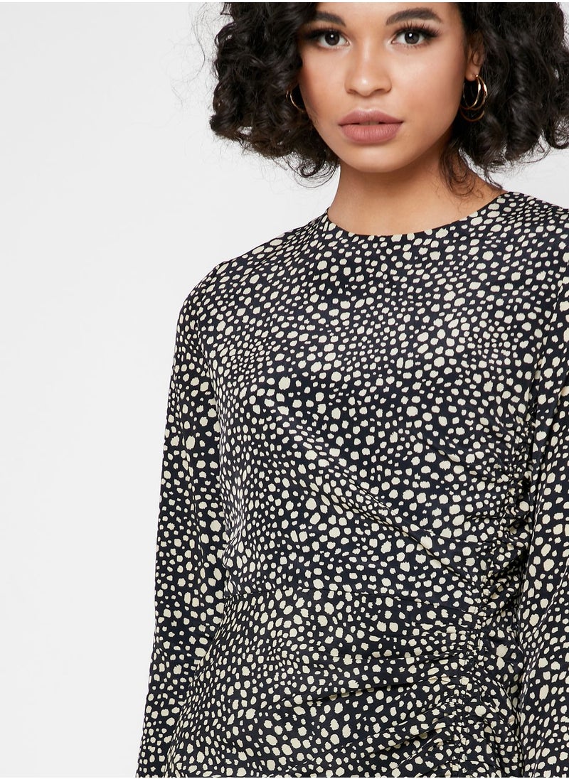 Jovonna London - Leopard Print Ruch Detail Midi Dress - Image 1