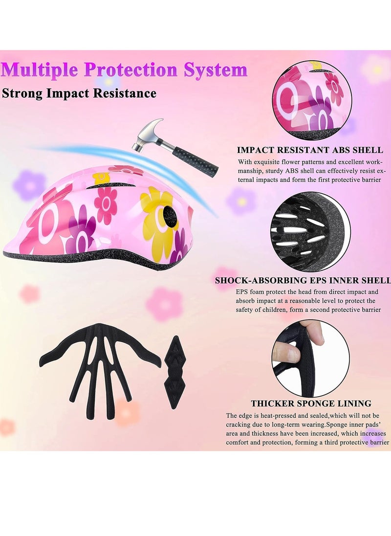 TRASSLE Kids Helmet Adjustable with Sports Protective Gear Set Knee Elbow Wrist Pads for Toddler Ages 3 to 8 Years Old Boys Girls Cycling Skating Scooter Helmet (Pink)  - Image 2
