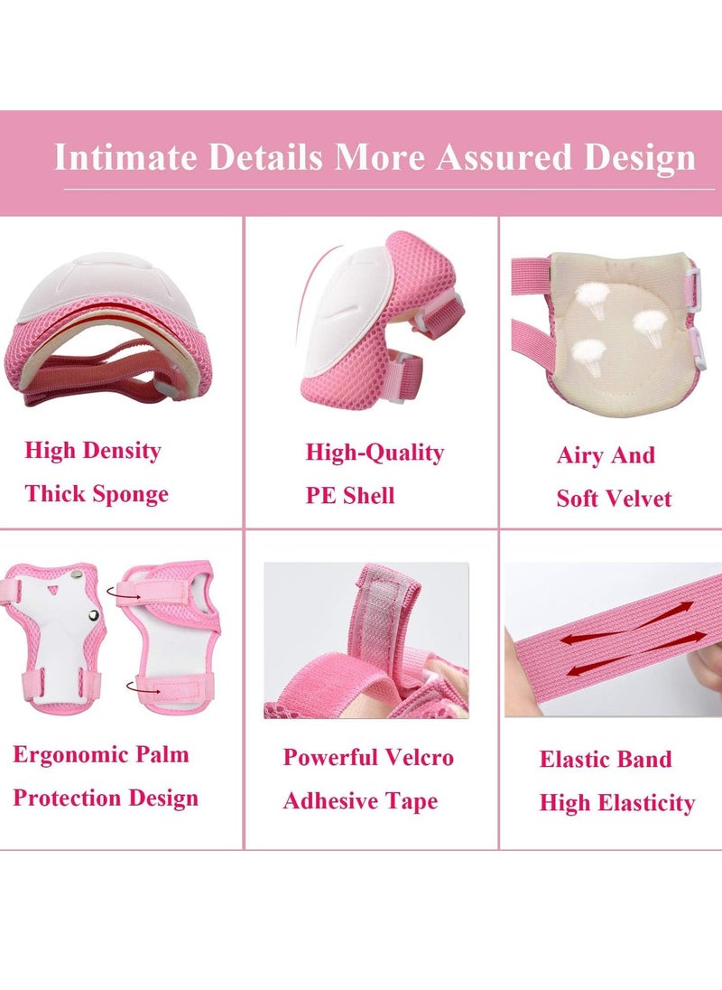 TRASSLE Kids Helmet Adjustable with Sports Protective Gear Set Knee Elbow Wrist Pads for Toddler Ages 3 to 8 Years Old Boys Girls Cycling Skating Scooter Helmet (Pink)  - Image 3