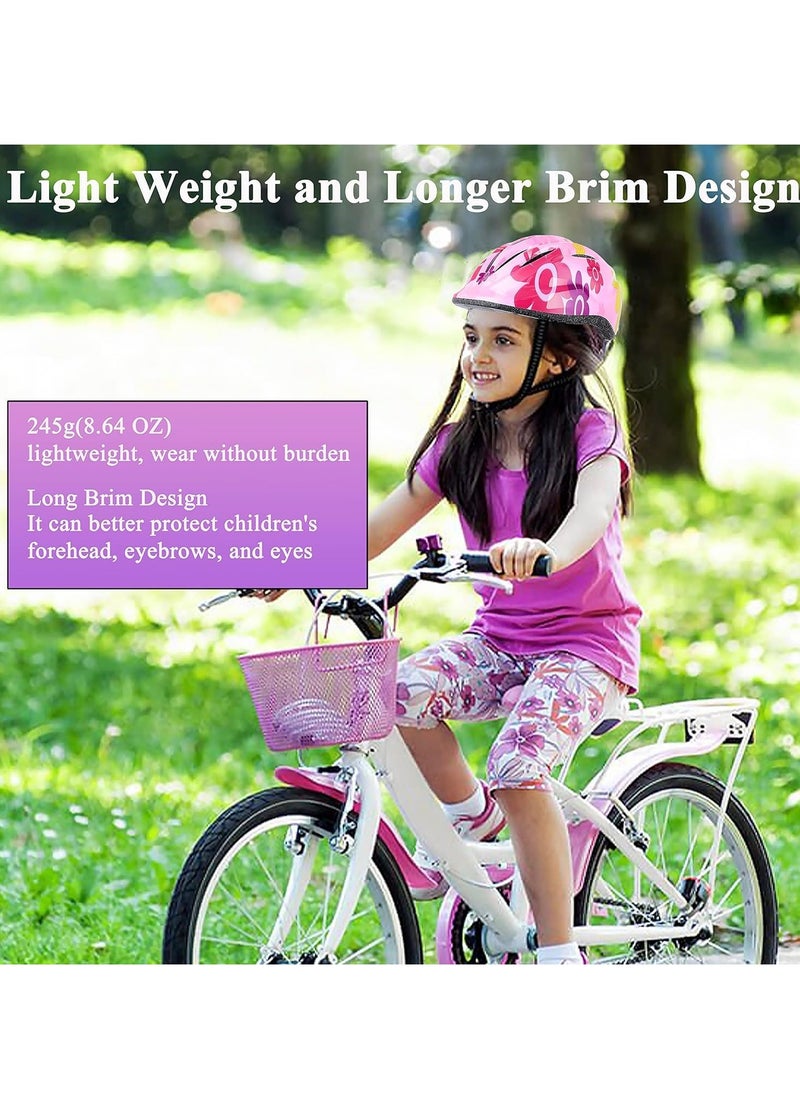 TRASSLE Kids Helmet Adjustable with Sports Protective Gear Set Knee Elbow Wrist Pads for Toddler Ages 3 to 8 Years Old Boys Girls Cycling Skating Scooter Helmet (Pink)  - Image 4