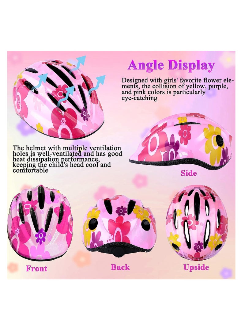 TRASSLE Kids Helmet Adjustable with Sports Protective Gear Set Knee Elbow Wrist Pads for Toddler Ages 3 to 8 Years Old Boys Girls Cycling Skating Scooter Helmet (Pink)  - Image 5
