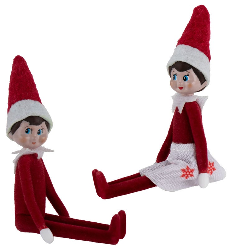 Worlds Smallest Worlds Smallest Elf on The Shelf Bundle Set of 2 Boy and Girl Light Tone 4 Inches Tall - Image 2