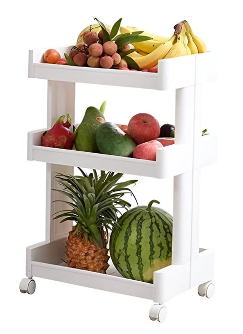 3-Tier Vegetable Basket Rolling Cart, Multi-functional Fruit Storage Cart