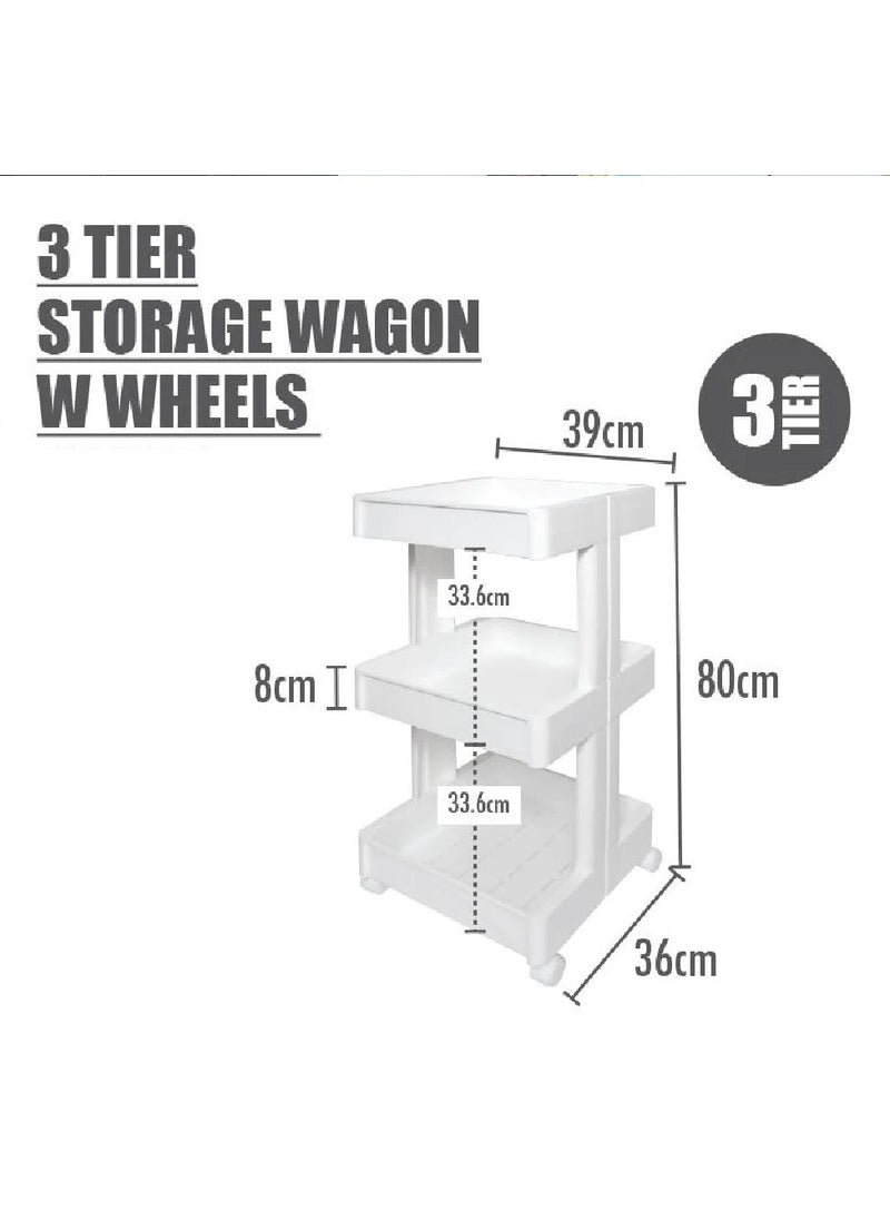 3-Tier Vegetable Basket Rolling Cart, Multi-functional Fruit Storage Cart