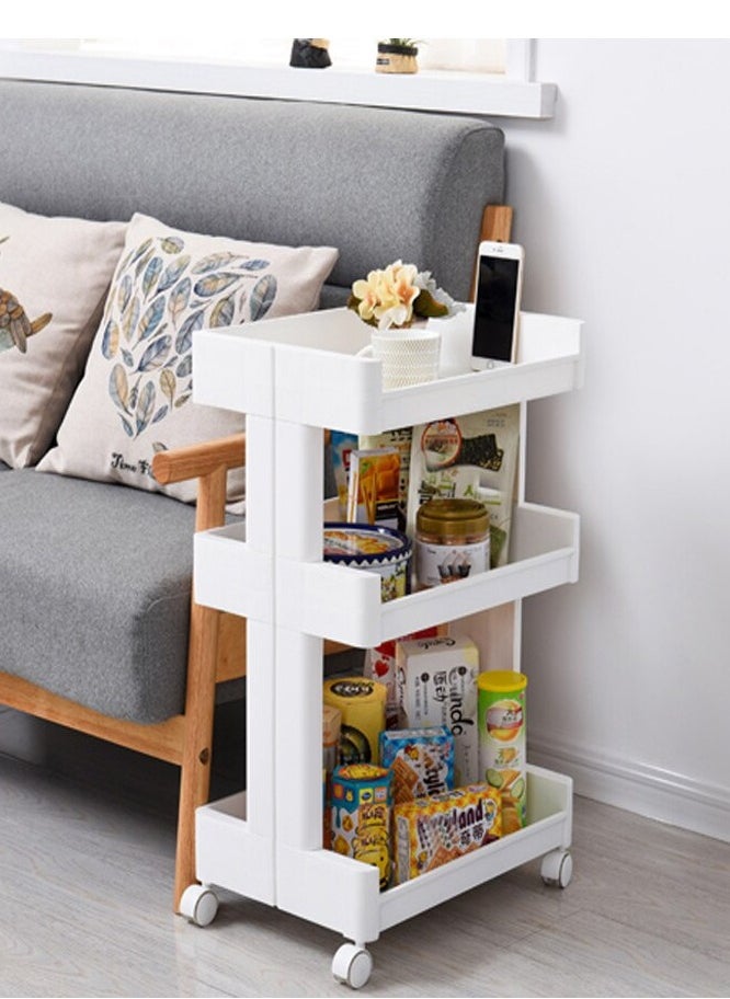3-Tier Vegetable Basket Rolling Cart, Multi-functional Fruit Storage Cart