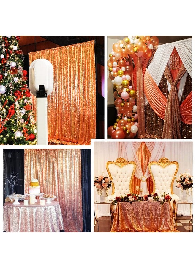 Poise3EHome Rose Gold Sequin Backdrop 2 Panels Sequin Backdrop Curtain 2Ftx8Ft Sequin Curtains For Party Wedding Sequence Backdrop - Image 5