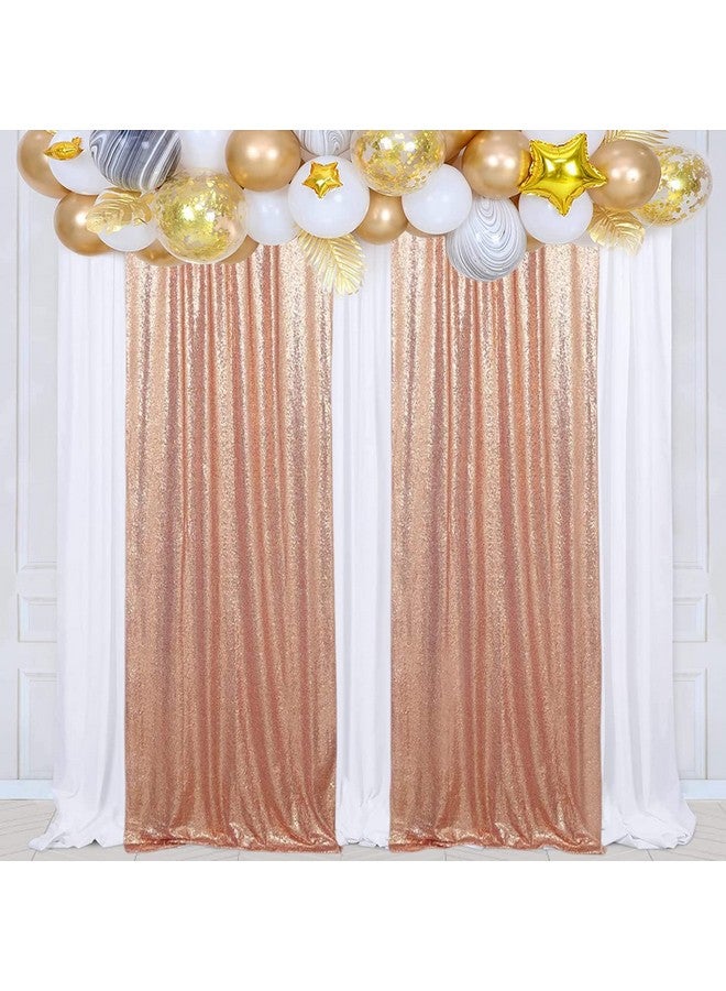 Poise3EHome Rose Gold Sequin Backdrop 2 Panels Sequin Backdrop Curtain 2Ftx8Ft Sequin Curtains For Party Wedding Sequence Backdrop - Image 2