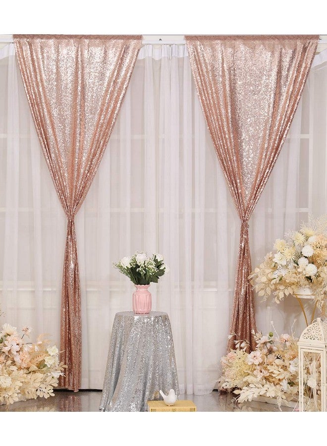 Poise3EHome Rose Gold Sequin Backdrop 2 Panels Sequin Backdrop Curtain 2Ftx8Ft Sequin Curtains For Party Wedding Sequence Backdrop - Image 3