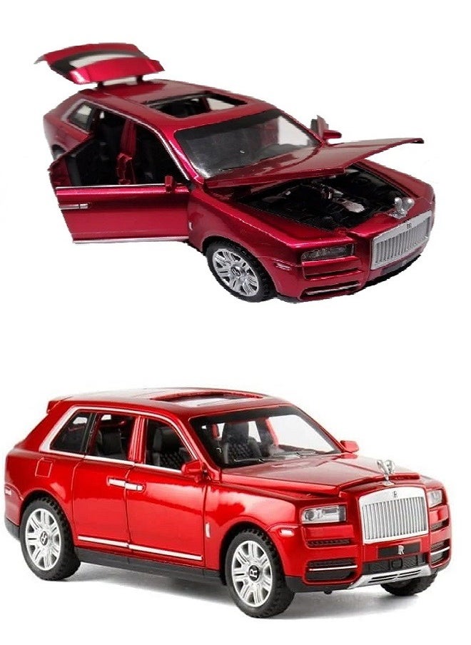 die cast 1/32 for Rolls-Royce Cullinan Alloy Car Model Diecasts Toy Car Model Sound,  Light, Pull Back and Opened Doors Kids & Adult Gifts (Red, No Box)  - Image 1