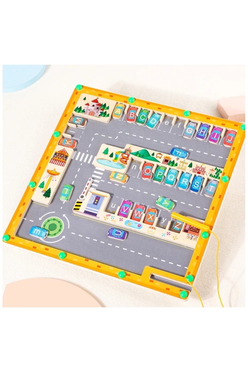 F.A.M.S Magnetic Alphabet Maze Puzzle – Educational Toy for Kids – Learn Letters with Car Parking Game - Image 3