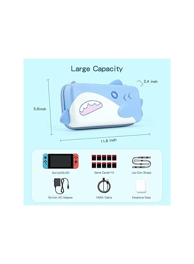PROMASS Cute Carry Case Compatible with Nintendo Switch/Switch OLED - Portable Hardshell Slim Travel Carrying Case fit Switch Console & Game Accessories -- Shark  - Image 4