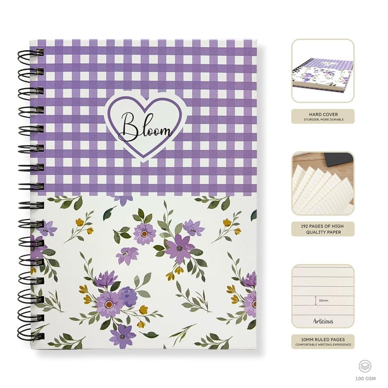 Articious دفتر يوميات ملزق حلزوني، دفاتر فارغة، A5 (15.2 × 21.2) دفتر مسطر، 192 صفحة مسطرة، 80 جرام | دفتر حلزوني للطلاب والتنفيذيين | دفاتر خفيفة الوزن (عادية) - Image 4