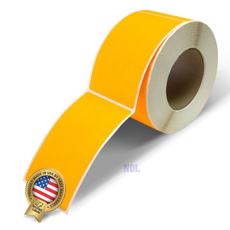 NextDayLabels 500 Rectangle Stickers 3 x 5 Color Coding Labels Roll Moving Labels for Boxes Colored Inventory Stickers for Packing Organizing and Storage Fluorescent Orange