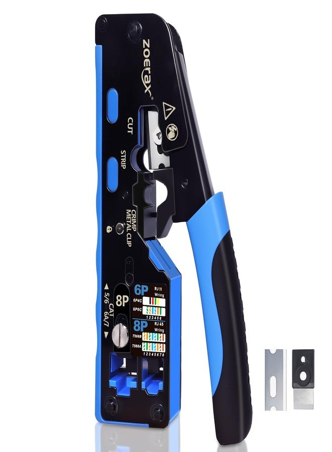 Zoerax All-In-One RJ45 Crimp Tool with Hand-Twist Screw and Wire Terminal Crimper for CAT7/CAT6A/CAT6/CAT5E/CAT5, Ethernet Crimper RJ45 crimper RJ45 Pass Through Crimp Tool Ethernet Crimping Tool - Image 1