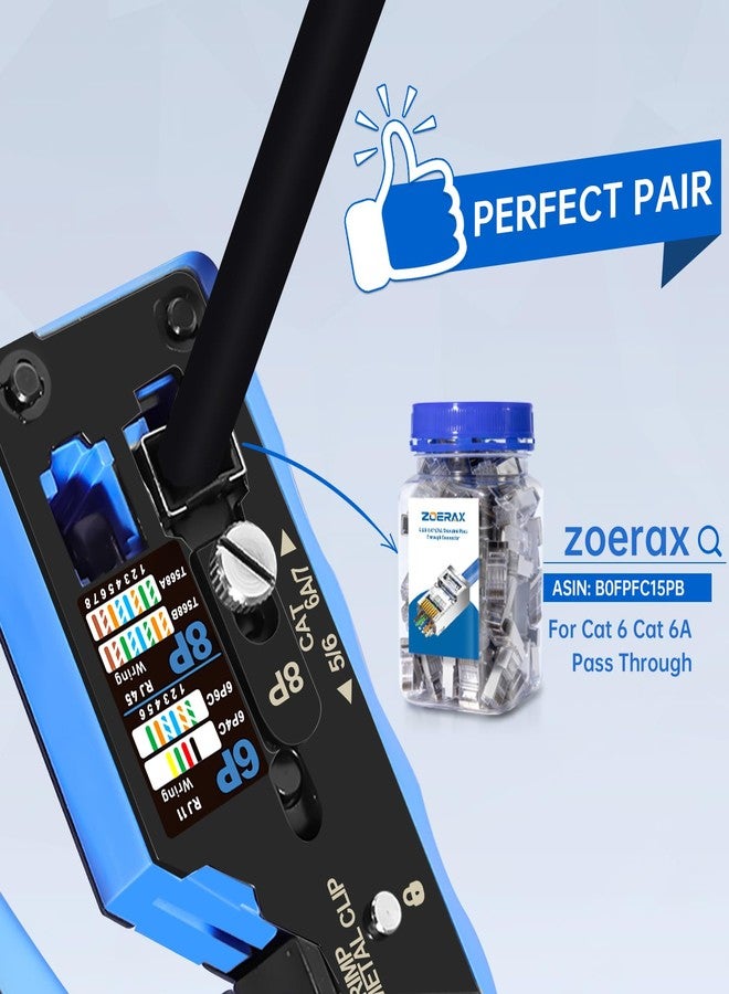 Zoerax All-In-One RJ45 Crimp Tool with Hand-Twist Screw and Wire Terminal Crimper for CAT7/CAT6A/CAT6/CAT5E/CAT5, Ethernet Crimper RJ45 crimper RJ45 Pass Through Crimp Tool Ethernet Crimping Tool - Image 3
