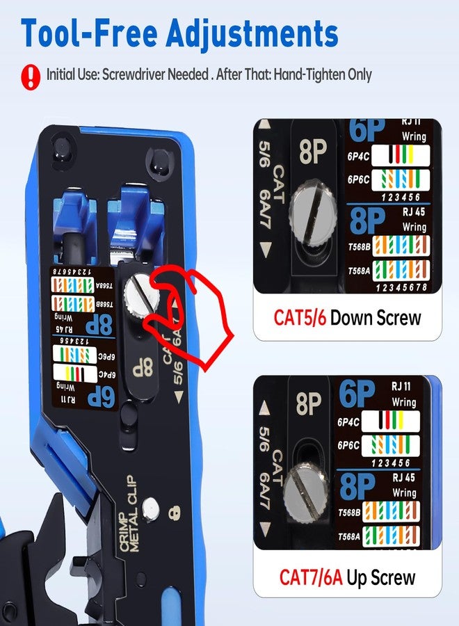 Zoerax All-In-One RJ45 Crimp Tool with Hand-Twist Screw and Wire Terminal Crimper for CAT7/CAT6A/CAT6/CAT5E/CAT5, Ethernet Crimper RJ45 crimper RJ45 Pass Through Crimp Tool Ethernet Crimping Tool - Image 4