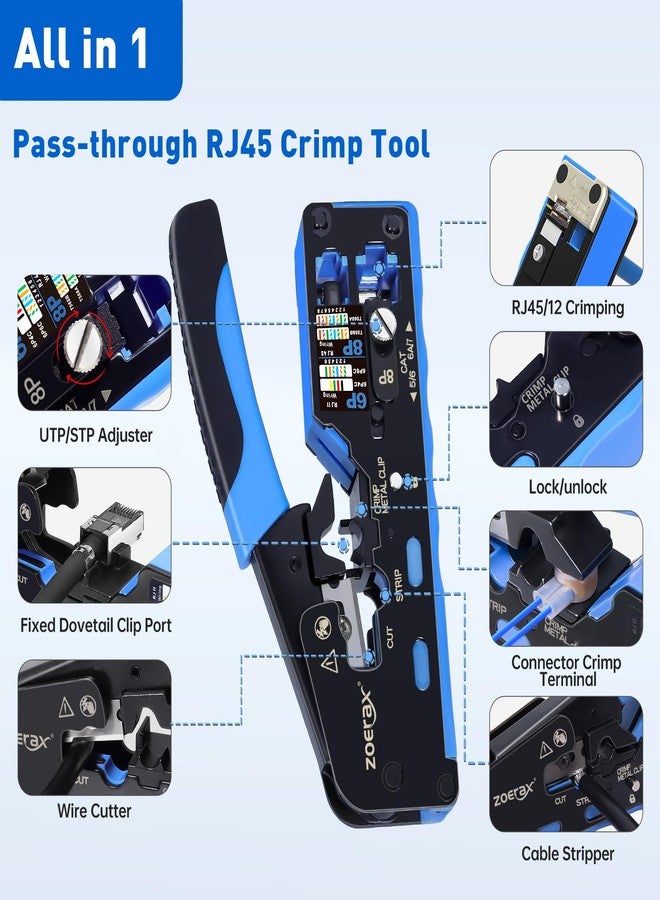 Zoerax All-In-One RJ45 Crimp Tool with Hand-Twist Screw and Wire Terminal Crimper for CAT7/CAT6A/CAT6/CAT5E/CAT5, Ethernet Crimper RJ45 crimper RJ45 Pass Through Crimp Tool Ethernet Crimping Tool - Image 5