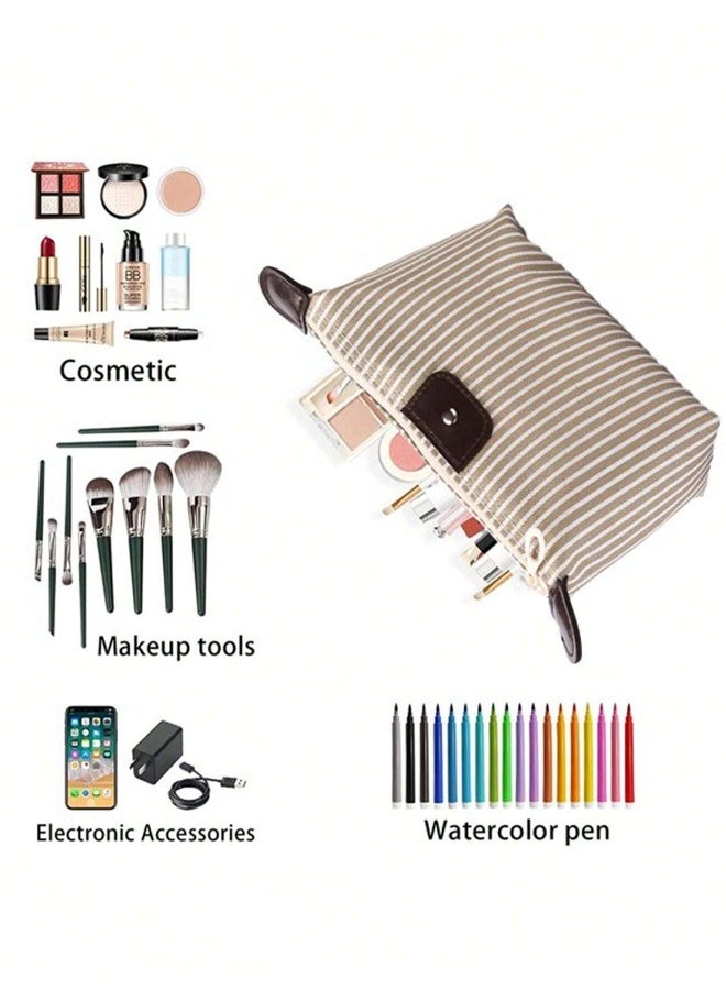 3-piece makeup bag set, quilted makeup bag, large makeup bag, cute cotton makeup bag for women, travel toiletry storage bag, daily storage bag, suitable for work/business trips/travel, great gift choice - Image 4