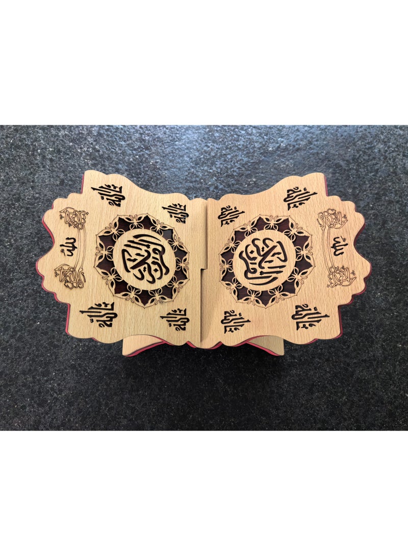 Fianser Handcrafted Wooden Quran Stand (Rehal) – Double-Sided Intricate Carved X-Shape Book Holder – Traditional Foldable Prayer Rest for Holy Book - Image 3