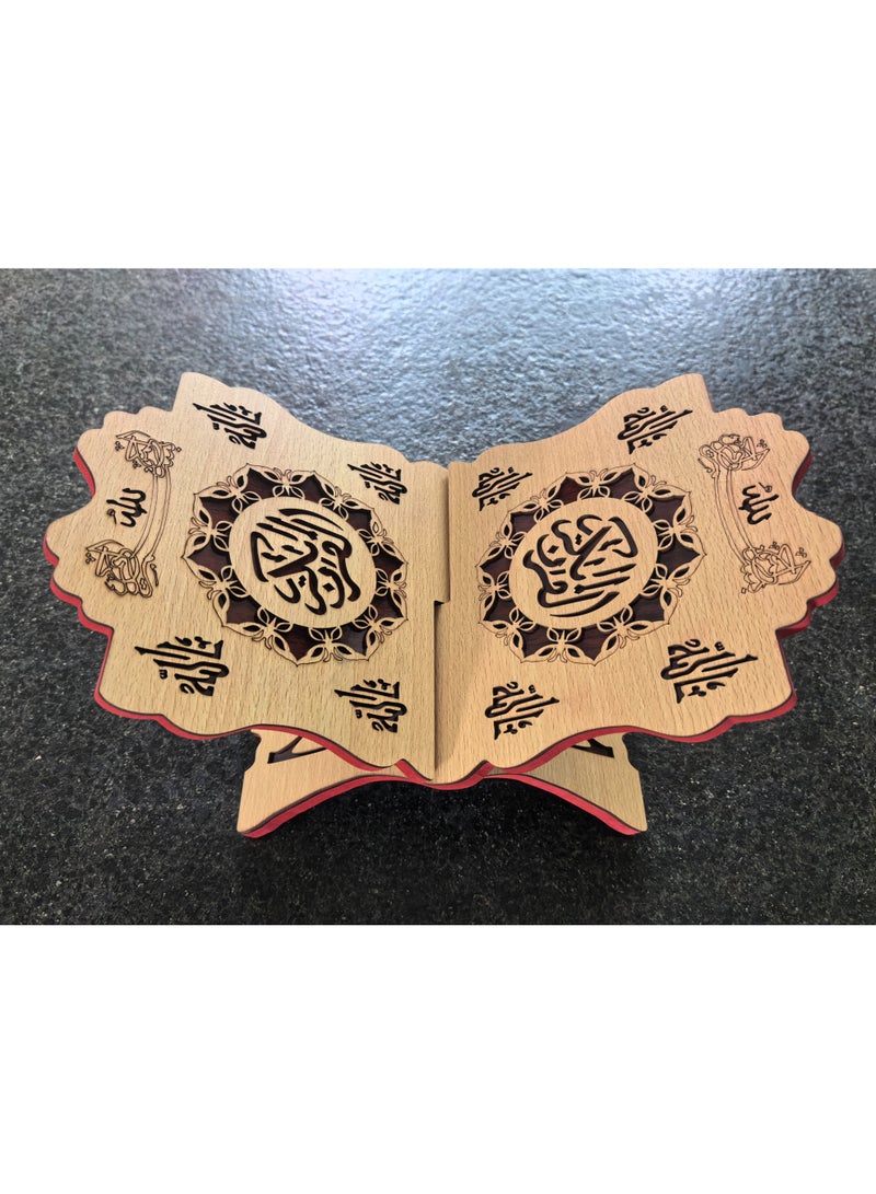 Fianser Handcrafted Wooden Quran Stand (Rehal) – Double-Sided Intricate Carved X-Shape Book Holder – Traditional Foldable Prayer Rest for Holy Book - Image 4