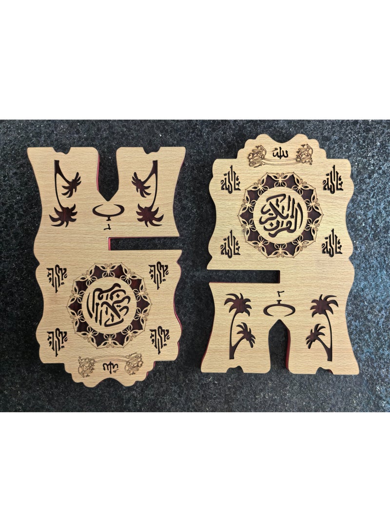 Fianser Handcrafted Wooden Quran Stand (Rehal) – Double-Sided Intricate Carved X-Shape Book Holder – Traditional Foldable Prayer Rest for Holy Book - Image 5