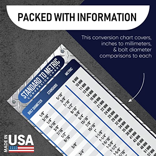 Sunsella Magnetic Metric to Imperial Conversion Magnet Chart | Decimal Fraction Inches to Millimeters Magnet Decal for Toolbox, Cabinets, and Lockers | Engineer & Mechanic Reference Card | 3.4" x 10.7" - Image 4