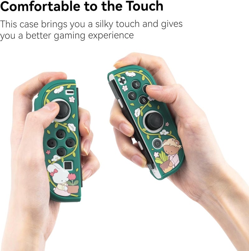GEEKSHARE Protective Case Slim Cover Case Compatible with Switch OLED and Joystick - Shock-Absorption and Anti-Scratch Skin Case for OLED Switch - Bunny Garden - Image 4