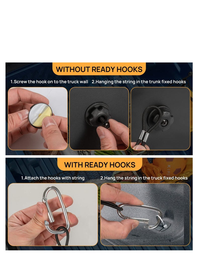 SYOSI Cargo Net Trunk Bed Organizer,Mesh Storage Net with 4 Metal Hooks,43.3×11.8 inch Heavy Duty Cargo Net for SUV,Car,Toyota,Pickup Truck Bed,Truck Bed Grocery Holder - Image 5