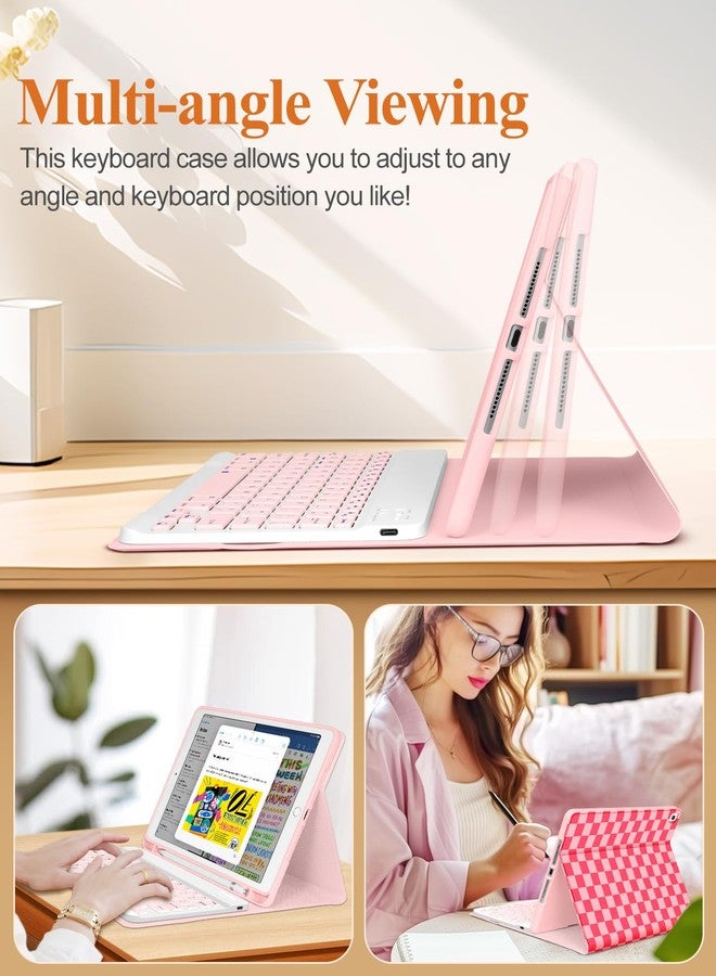 Wazzasoft for iPad 9th/8th/7th/Air 3rd Generation/Pro 10.5 Inch Case Keyboard Pencil Holder Folio Tablet Cover Women Girl Cute Girly Teen Checkered Plaid Unique Design for Apple 10.2 & 10.5 Inch - Image 5