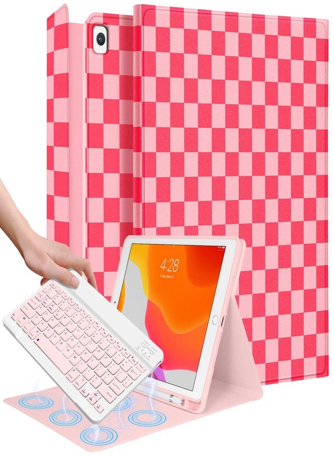 Wazzasoft for iPad 9th/8th/7th/Air 3rd Generation/Pro 10.5 Inch Case Keyboard Pencil Holder Folio Tablet Cover Women Girl Cute Girly Teen Checkered Plaid Unique Design for Apple 10.2 & 10.5 Inch - Image 1