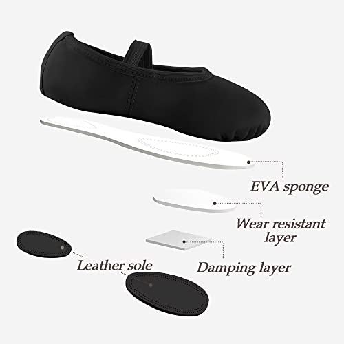 DyingSwan Toddler Ballet Shoes for Girls, Soft Leather Ballet Slippers, No-Tie Ballet Shoes Dance Shoes for Girls (Toddler/Little/Big Kid/Women) Black - Image 4