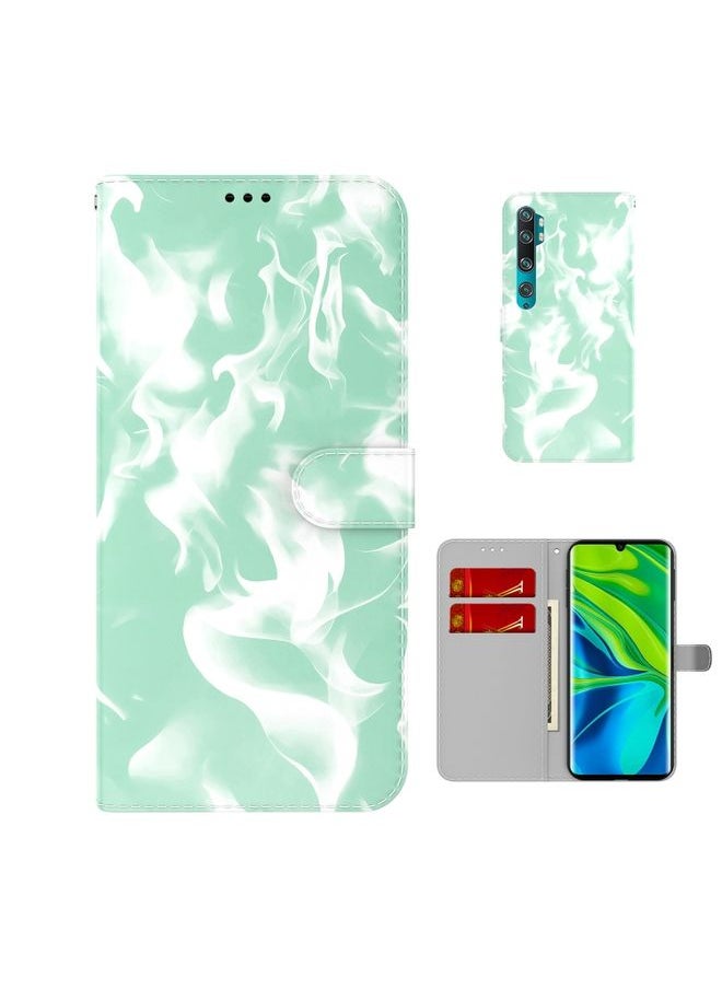HuHa Case Cover For  Xiaomi Mi CC9 Pro/Note 10/Note 10 Pro Cloud Fog Pattern Horizontal Flip Leather Case with Holder & Card Slot & Wallet Mint Green 