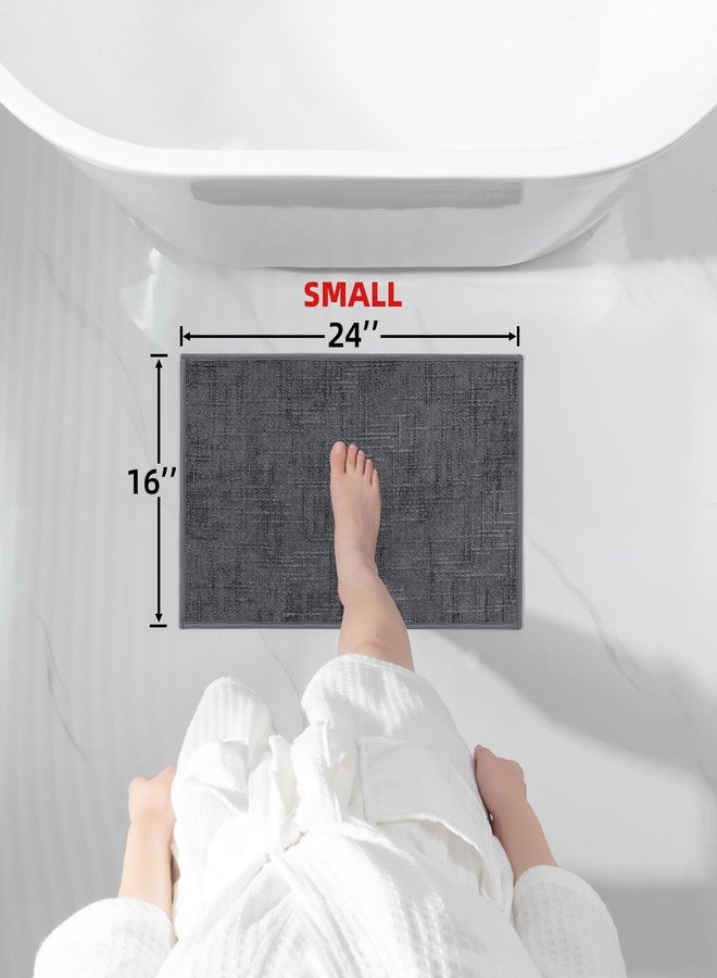 YIHOUSE سجادة حمام YIHOUSE مانعة للانزلاق، صغيرة الحجم، ماصة للماء، سريعة الجفاف، مناسبة لأرضية الحمام، سجاد حمام رقيق، تناسب أسفل الباب، قابلة للغسل، ذات وبر منخفض، مناسبة للمغسلة، رمادية اللون، مقاس 16 × 24 بوصة. - Image 2