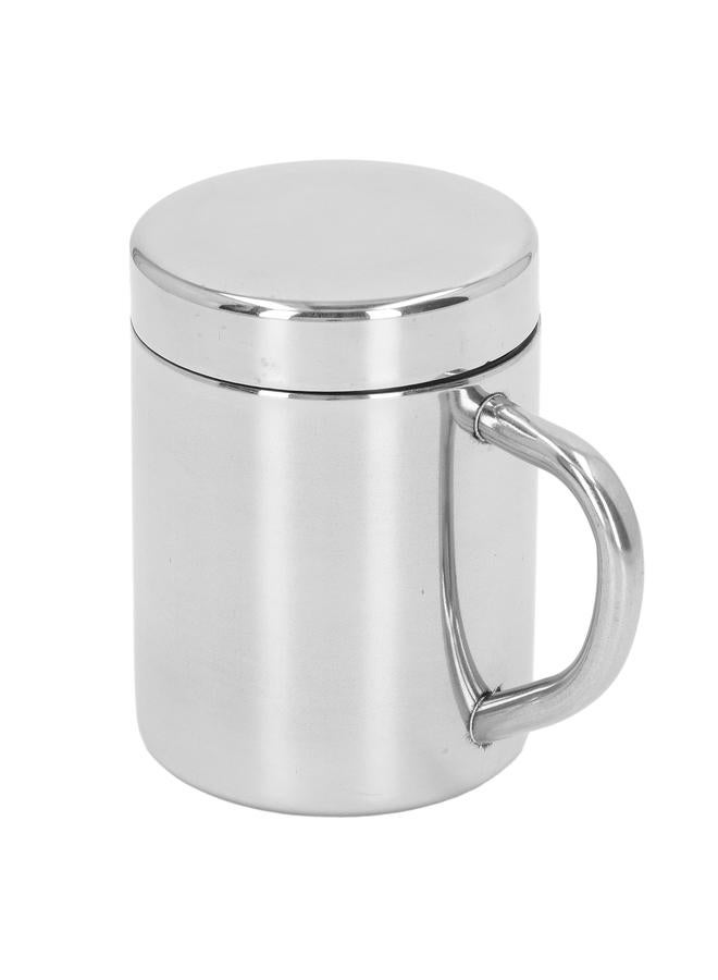 Stainless Steel Double Walled Mugs Shatterproof Warm Cold Use Tea Cups with Handle for Traveling Camping M 10.5x8cm
