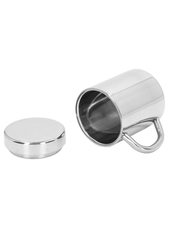 Stainless Steel Double Walled Mugs Shatterproof Warm Cold Use Tea Cups with Handle for Traveling Camping M 10.5x8cm