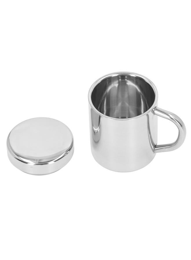Stainless Steel Double Walled Mugs Shatterproof Warm Cold Use Tea Cups with Handle for Traveling Camping M 10.5x8cm