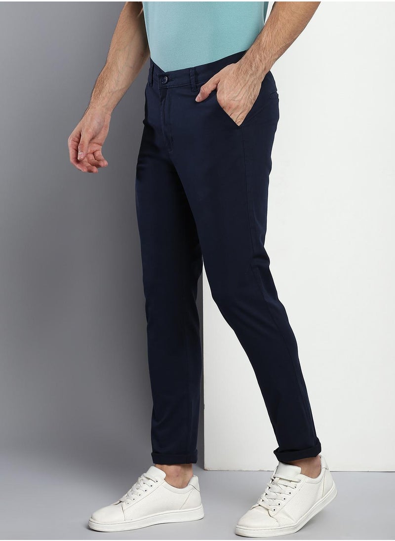 Dennis Lingo - Men's Navy Tapered Fit Cotton Chino - Image 1