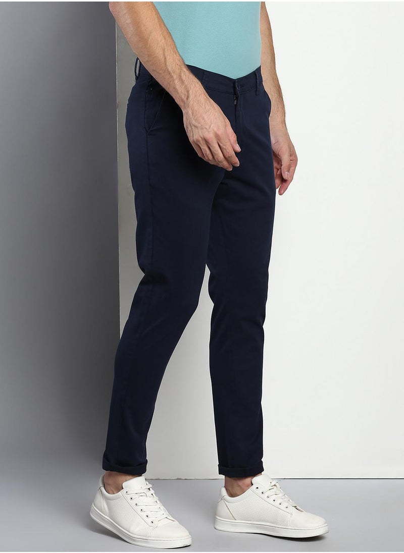 Dennis Lingo - Men's Navy Tapered Fit Cotton Chino - Image 1