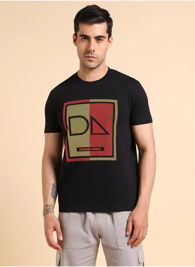 Dennis Lingo Printed Slim Fit Cotton T-shirt by Styli
